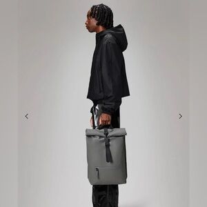 NWT Rains Unisex Waterproof Backpack Rolltop Rucksack Metallic Gray